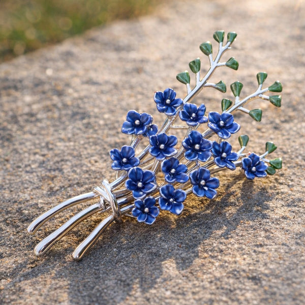 Delphinium Blue Flower Brooch