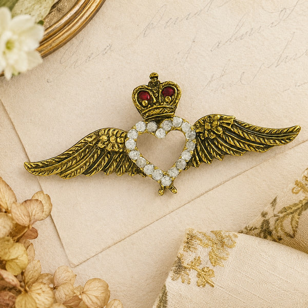 Vintage Sweetheart Wings Brooch