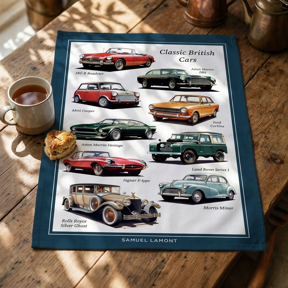 Classic Cars Tea Towel