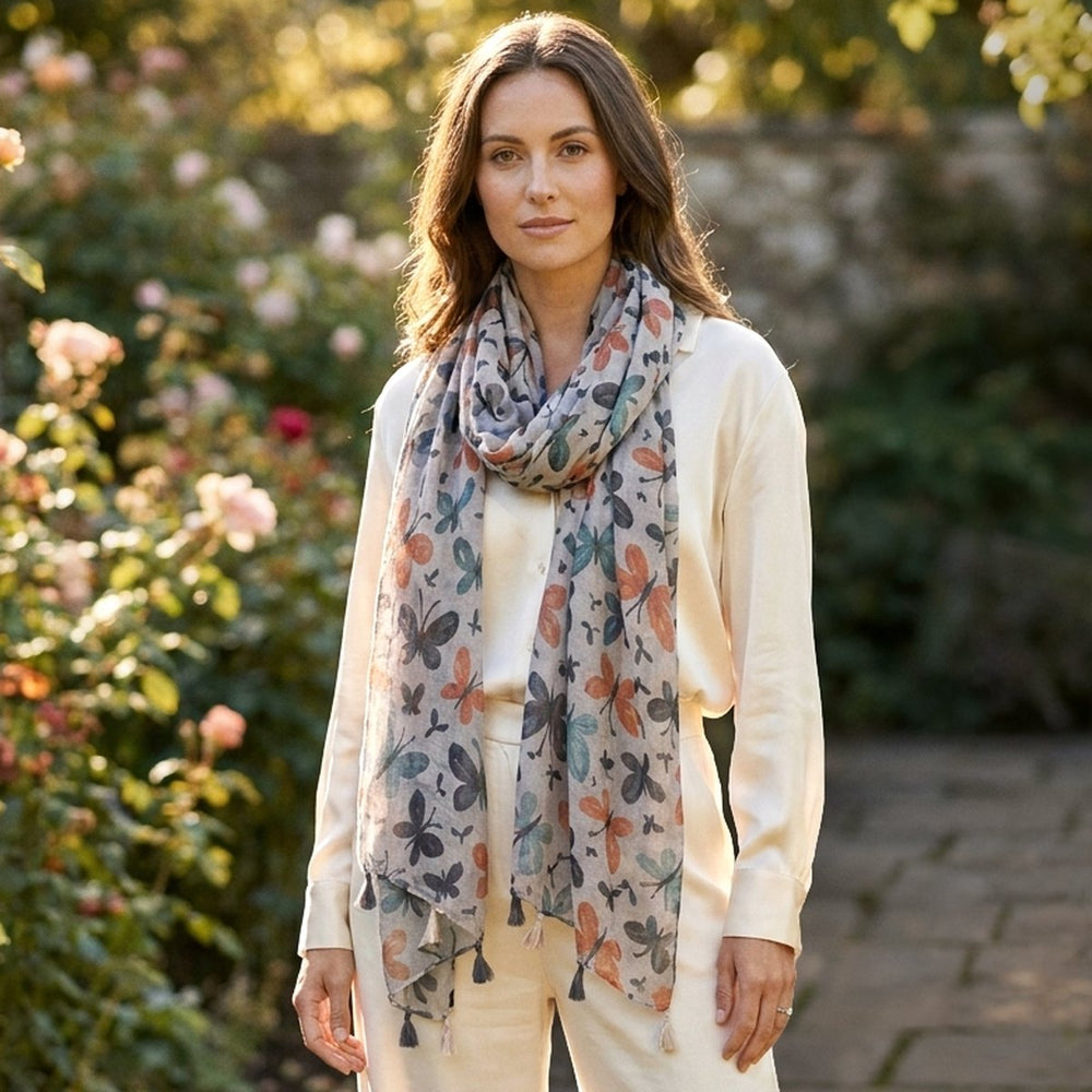 Chocolate Orange Butterflies Scarf