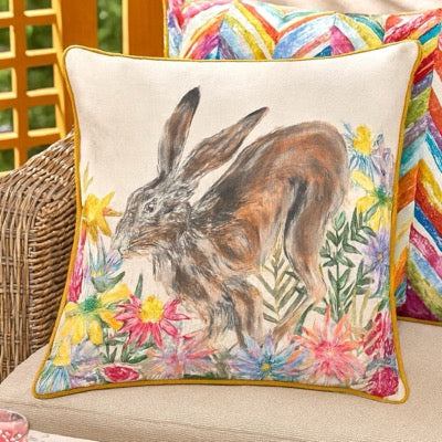 Country Wilds Blossom Hare Printed Cushion