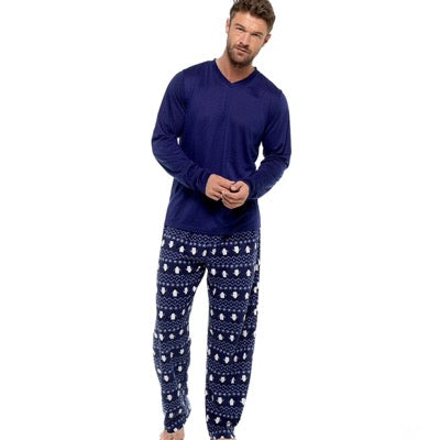 Mens Blue Jersey Pj Set