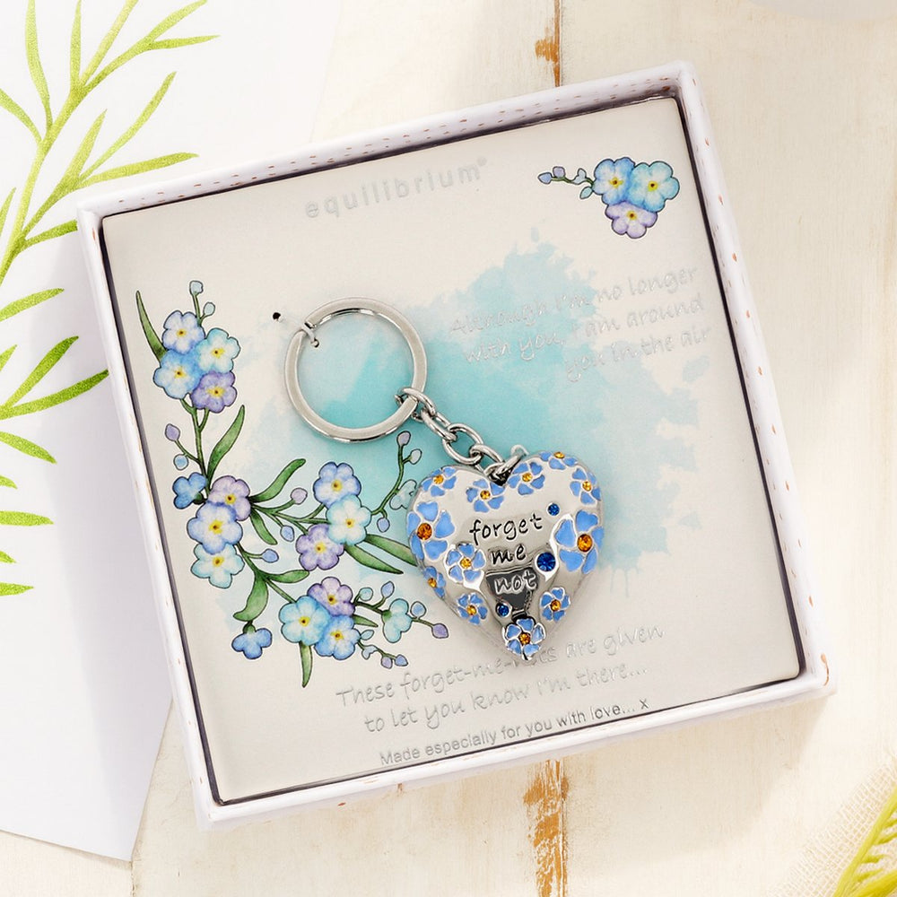Heart Forget Me Not Keyring