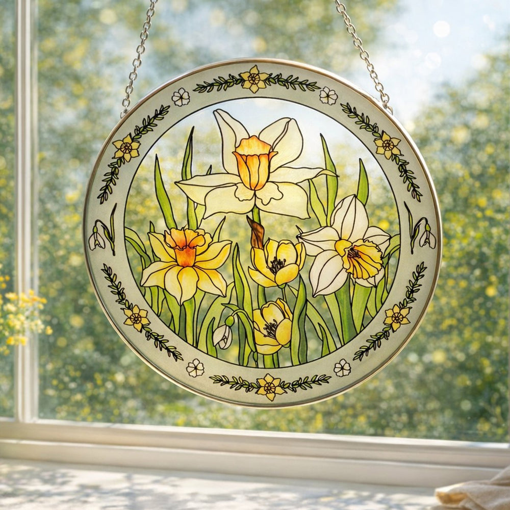 Stained Glass Daffodil Window Ornament