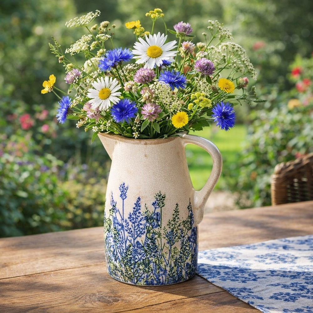 Butterfly and Grasses Stoneware Jug