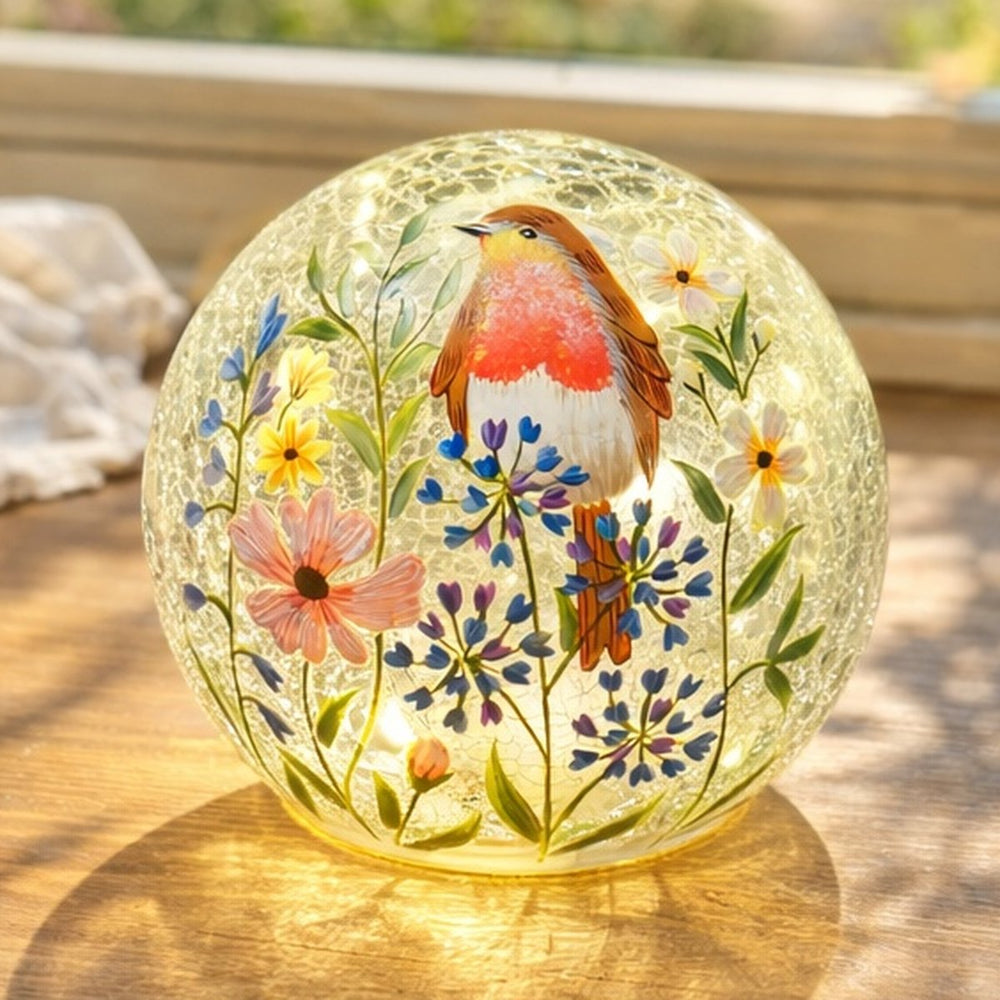 Robin & Flowers LED Crackle Ball