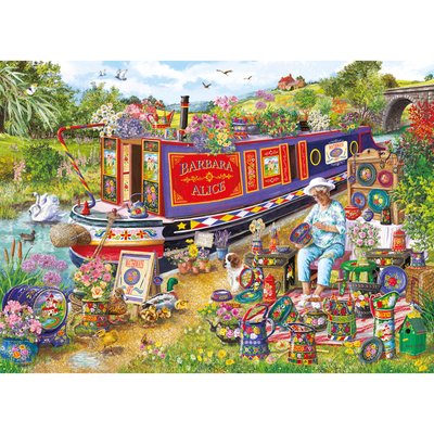 Canal Boat Blooms 1000-Piece Jigsaw