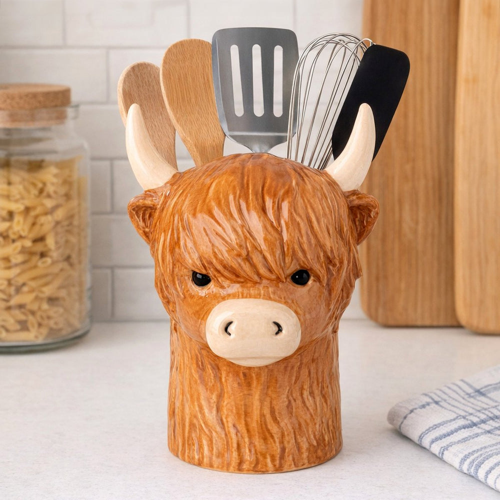 Highland Cow Utensil Jar