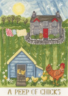 A Peep of Chicks Cross Stitch Kit