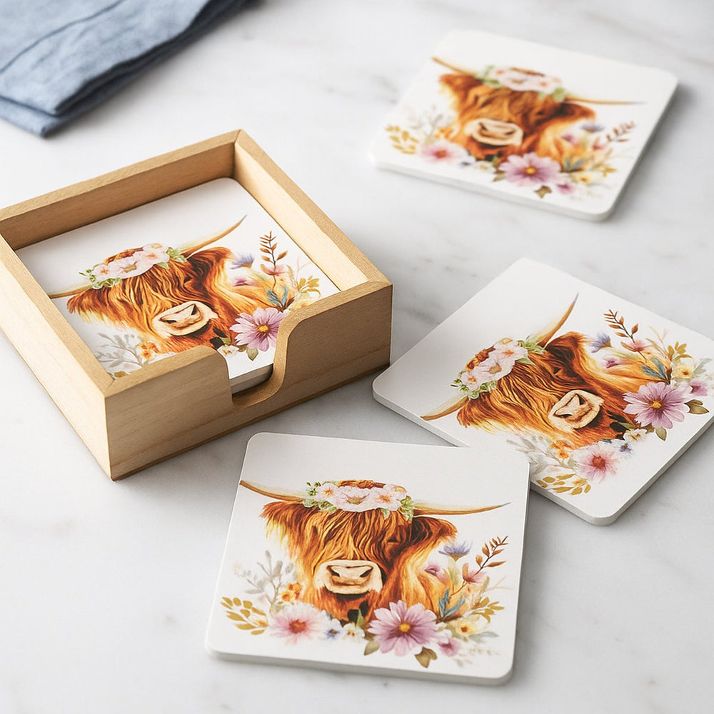 Highland Cow Coaster Set