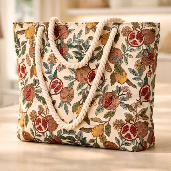 Pomegranate and Lemon Beach Bag