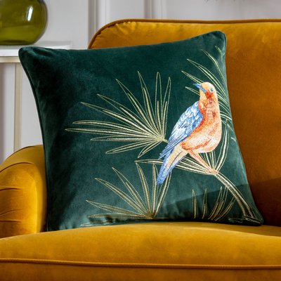 Exotic Bird Embroidered Cushion