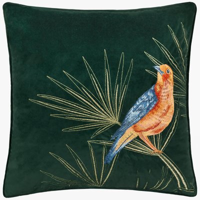 Exotic Bird Embroidered Cushion