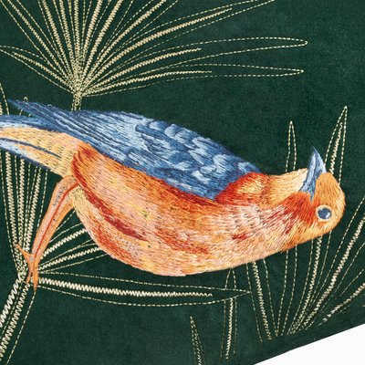 Exotic Bird Embroidered Cushion