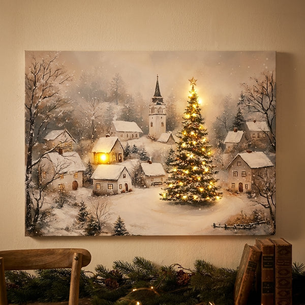 Winter Village Light Up Canvas