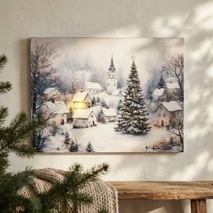 Winter Village Light Up Canvas