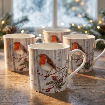 Winter Robin Mug Set