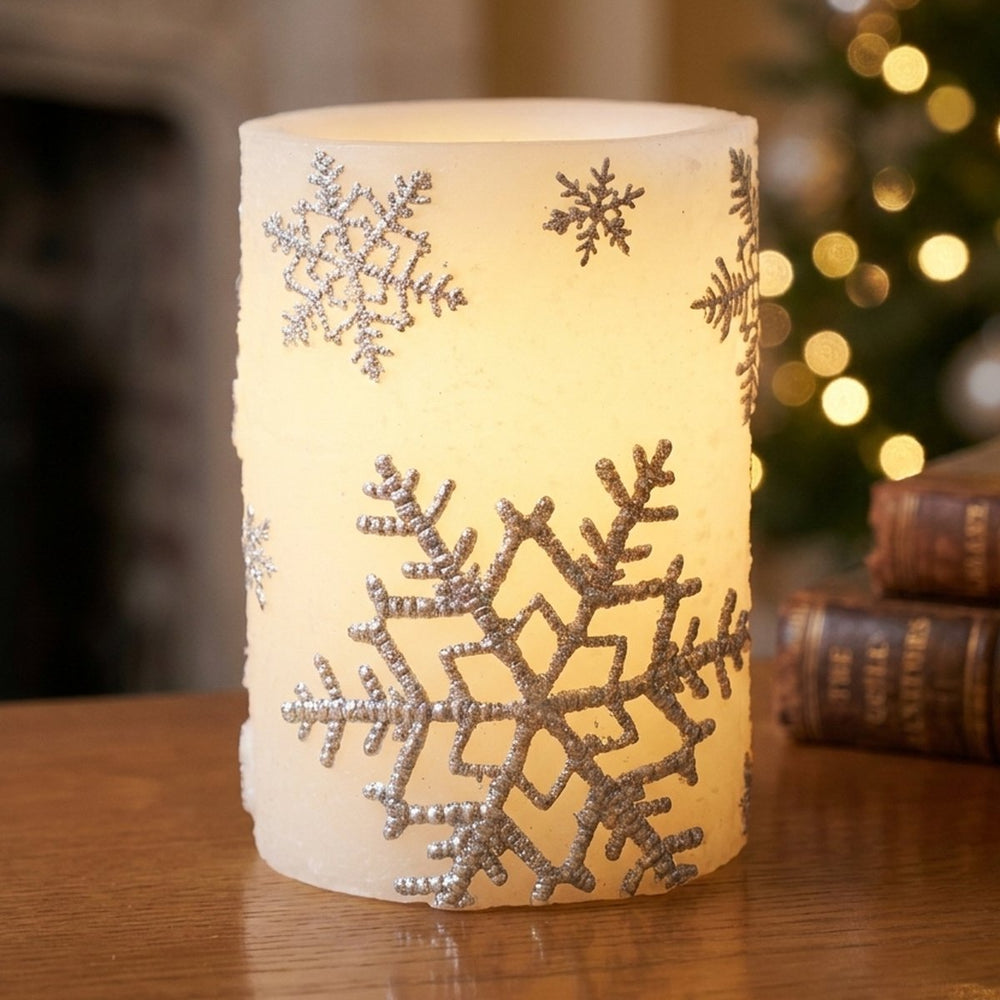 Frosted Snowflake Candle