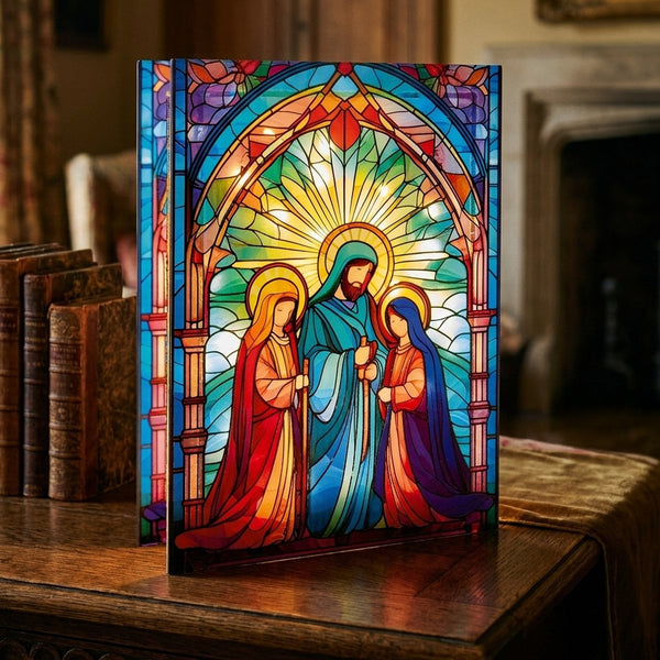 Nativity Scene Stained Glass Light