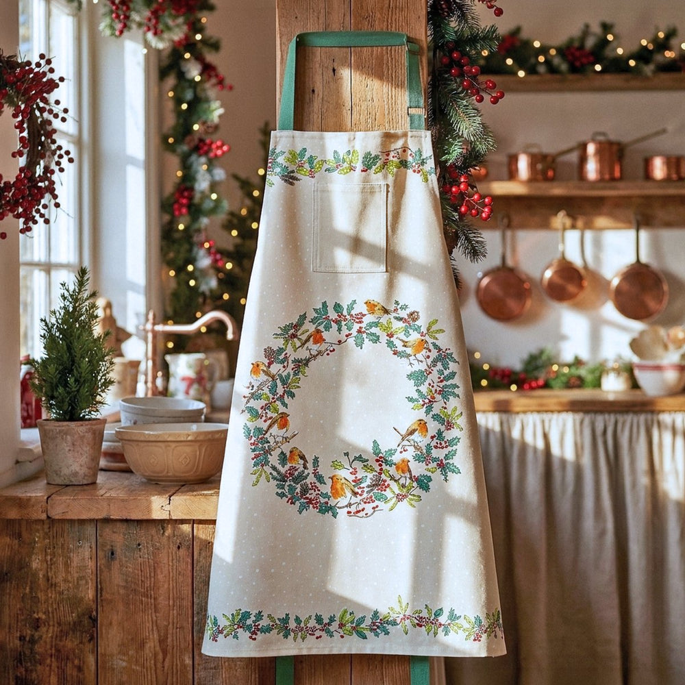 Christmas Robins Cotton Apron