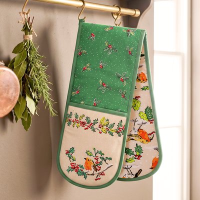 Christmas Robins Double Oven Glove