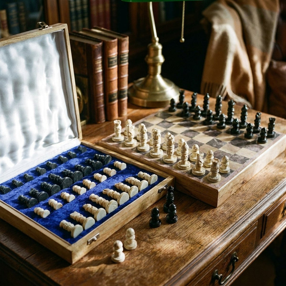 Boxed Soapstone Chess Set