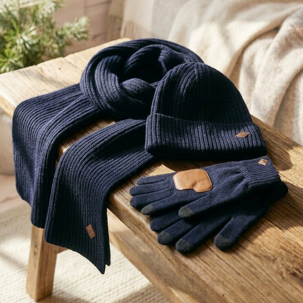 Navy Hat Gloves And Scarf Gift Set