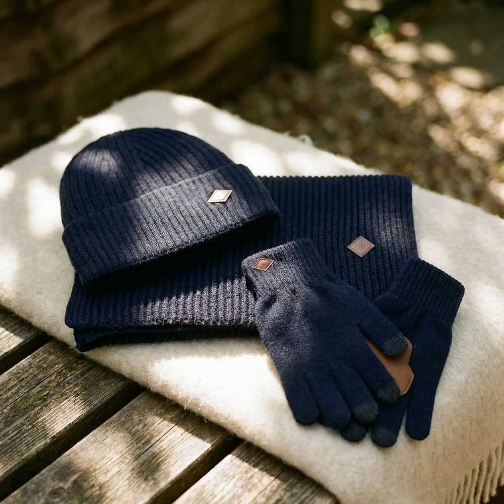 Navy Hat Gloves And Scarf Gift Set