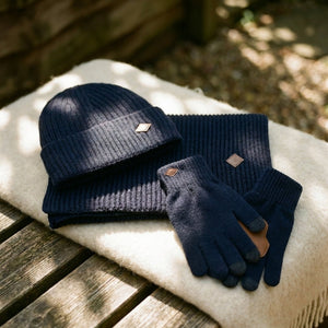 Navy Hat Gloves And Scarf Gift Set