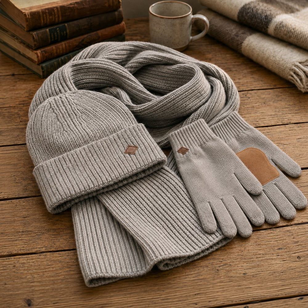 Grey Hat Gloves And Scarf Gift Set