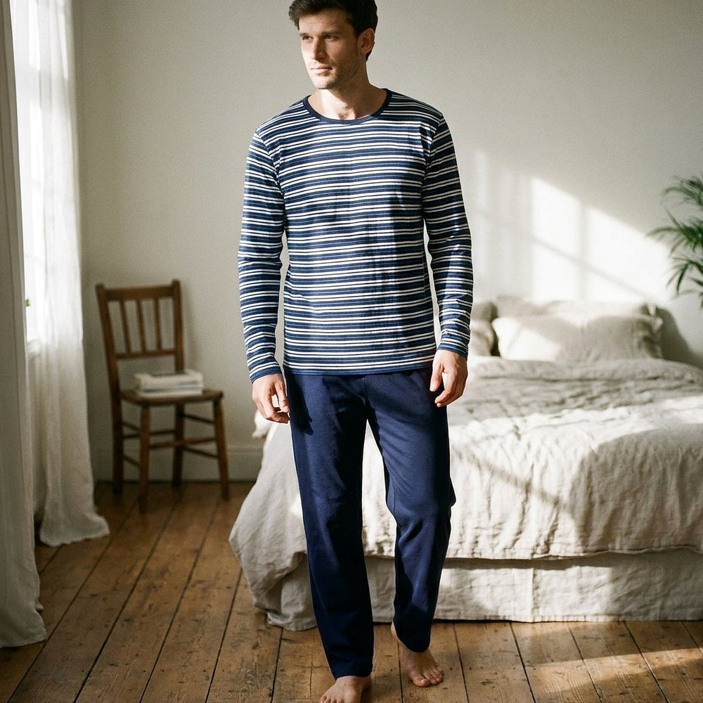 Mens Navy Stripe Pj's