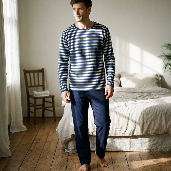 Mens Navy Stripe Pj's
