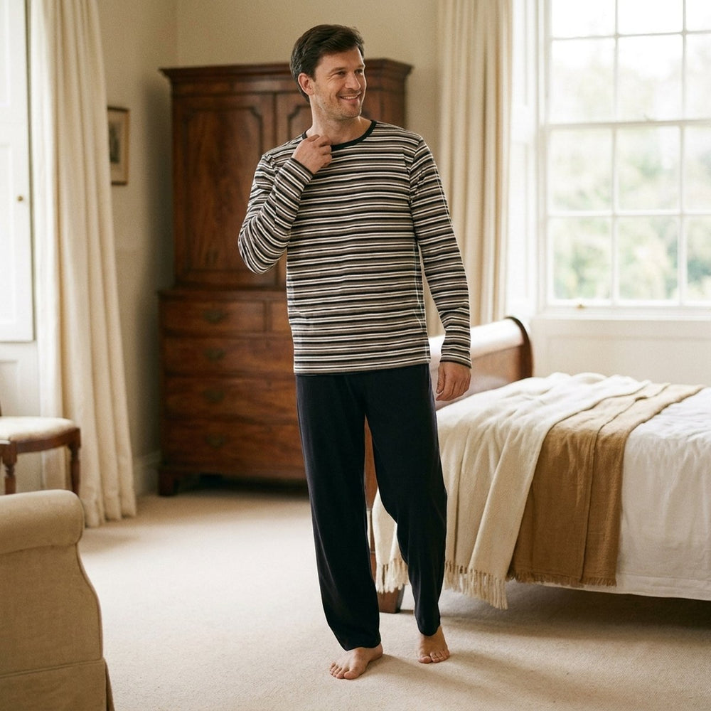 Mens Charcoal Stripe Pj's