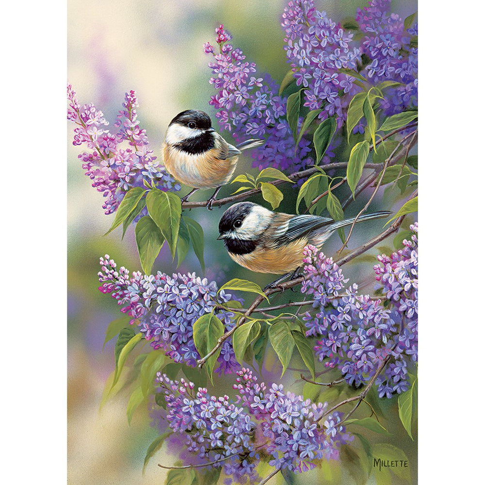 Chickadees and Lilacs 1000 Piece Jigsaw