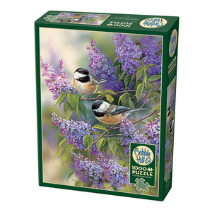 Chickadees and Lilacs 1000 Piece Jigsaw