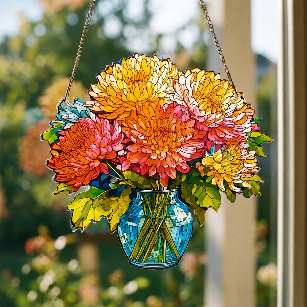 Chrysanthemums (November)- Birth Flower Suncatcher