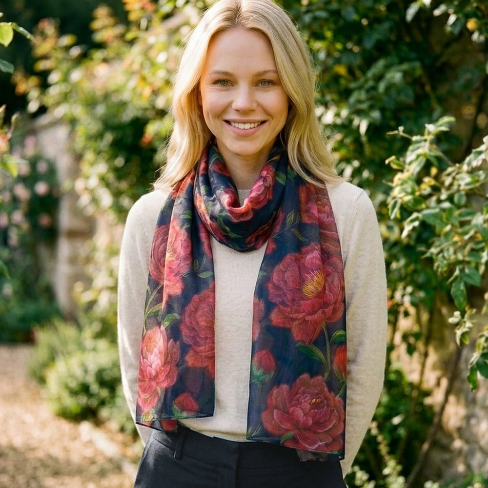 Midnight Peony Scarf