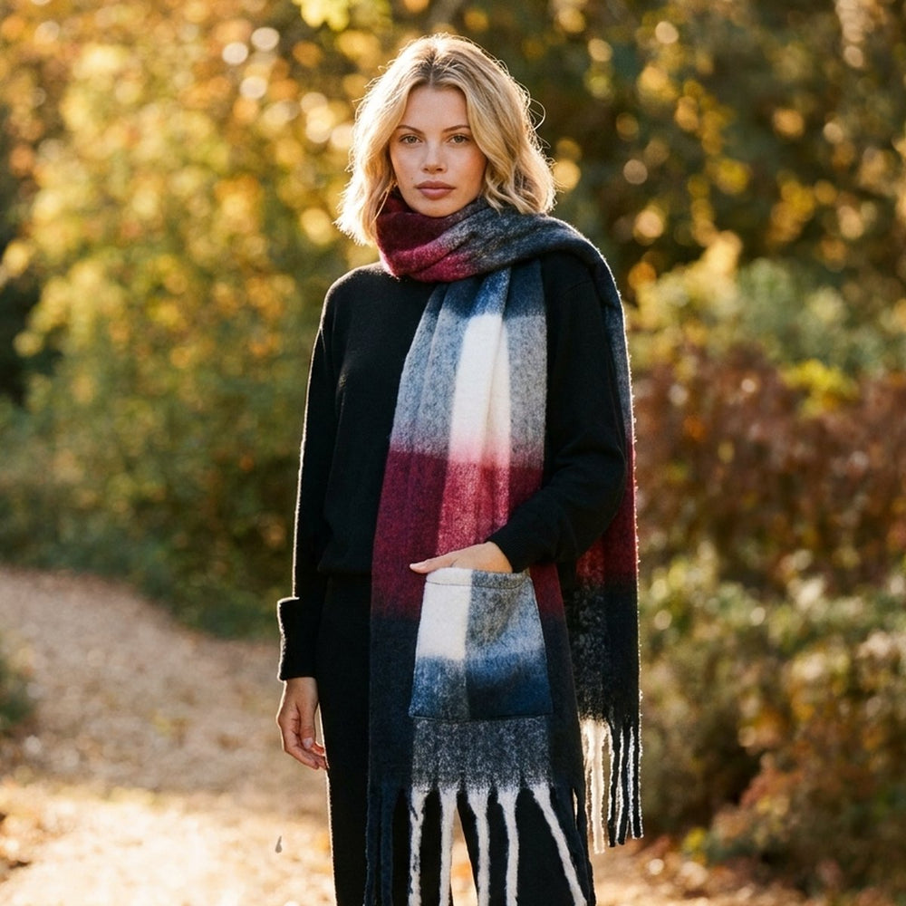 Multi Tartan Pocket Scarf