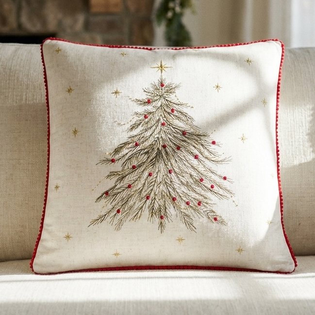Oh Christmas Tree Embroidered Cushion