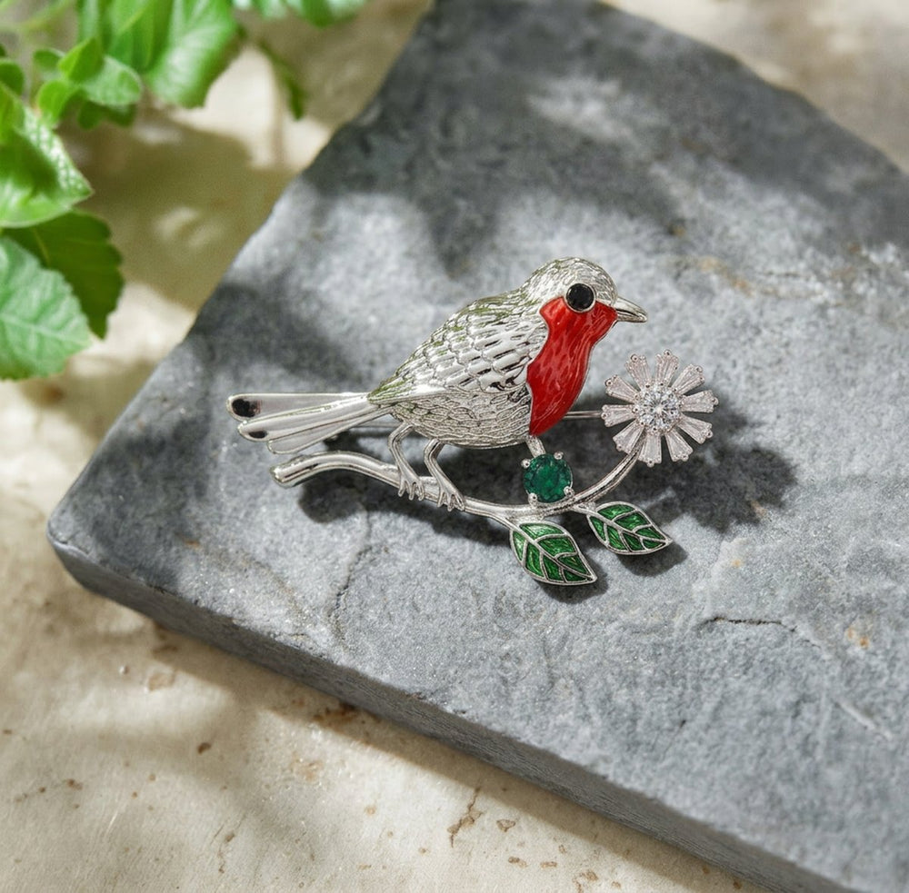 Robin Flower Brooch