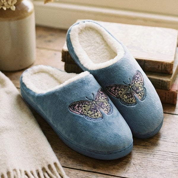 Ladies Embroidered Butterfly Slipper