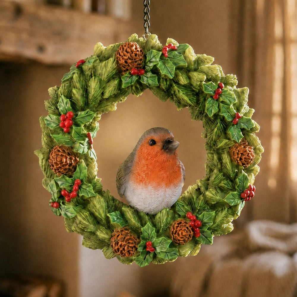 Hanging Robin Floral Wreath