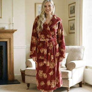 Highland Coo Hooded Wrap Gown L