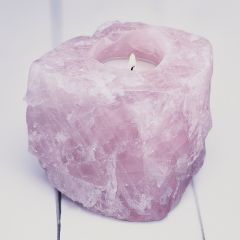 Rock of Ages Rose Quartz Candle Holder