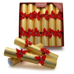 6 Glitter Poinsettia Crackers