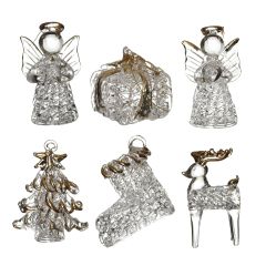 Set of Six Crystal Tree Hangings