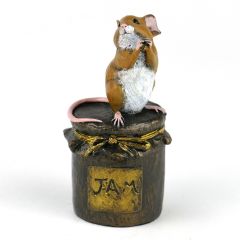 Mouse On Jam Jar Figurine