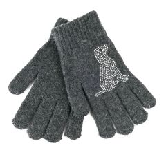 Grey Doggie Knitted Gloves