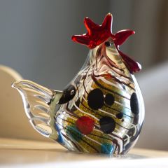 Objets D'Art Cockerel Glass Figurine