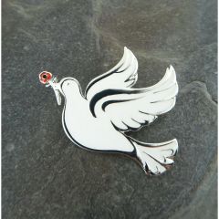 Dove with Peace Poppy Brooch